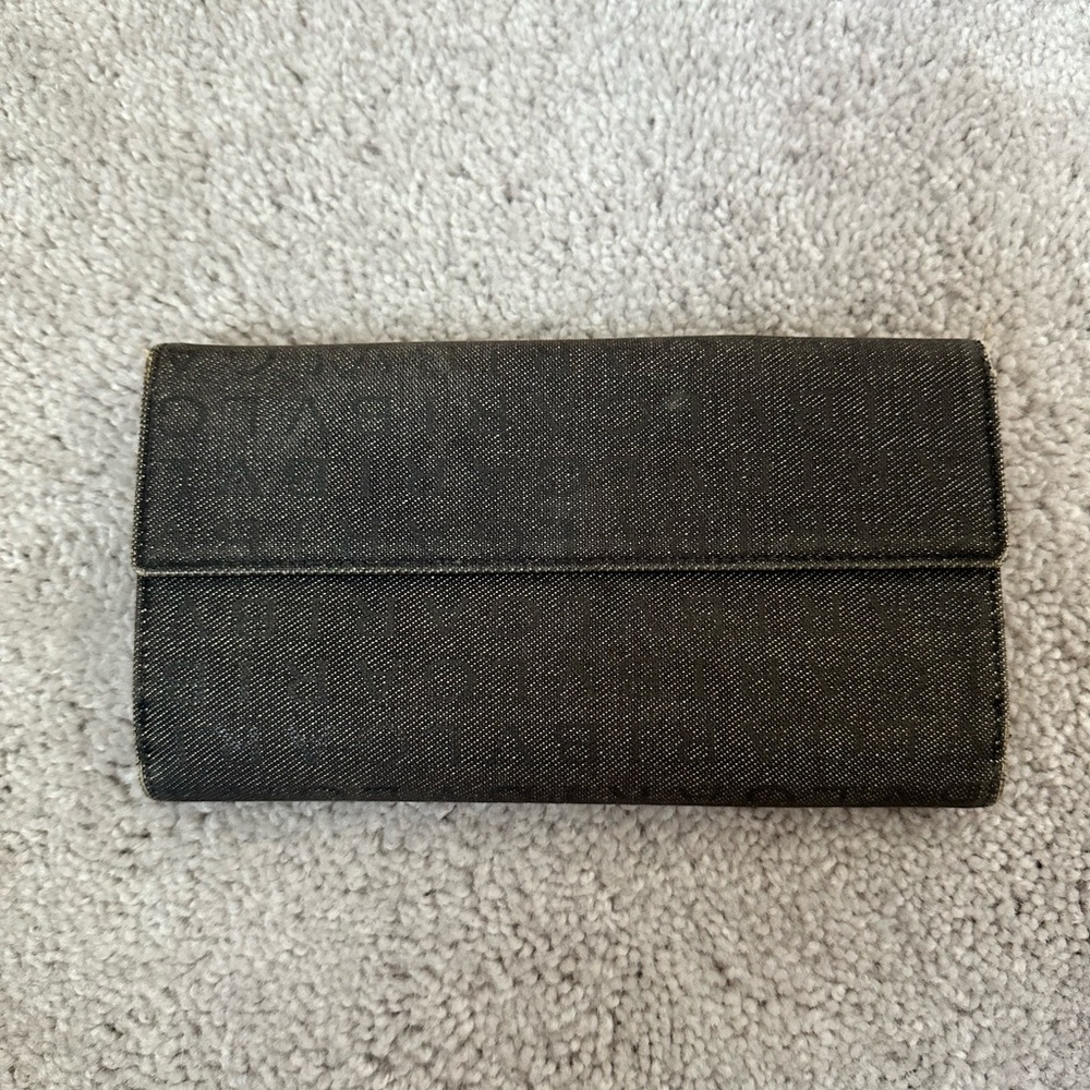 Bvlgari Bulgari logo authentic vintage long logomania in gray denim wallet - Picture 5 of 15